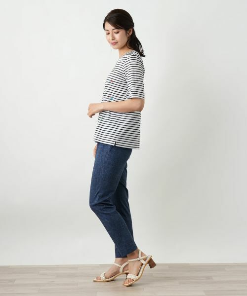 Leilian WHITE LABEL チュニック ネイビー M ボーダー 上品 Leilian WHITE LABEL チュニック ネイビー M ボーダー 上品
