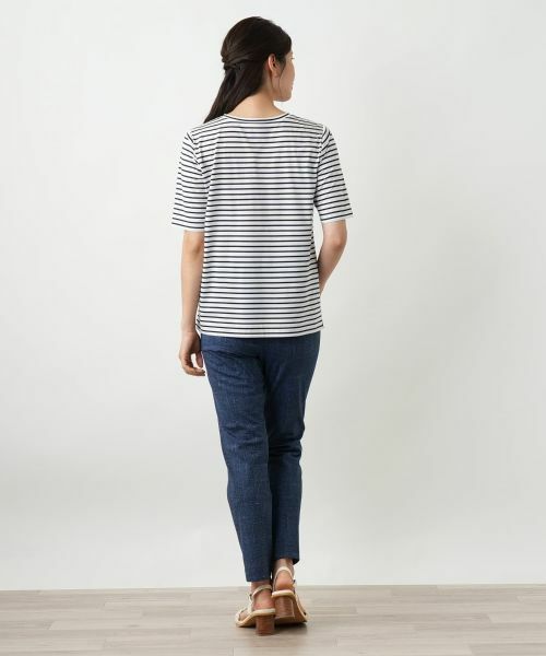 セール】 刺繍ボーダーカットソー【Leilian WHITE LABEL】 （T