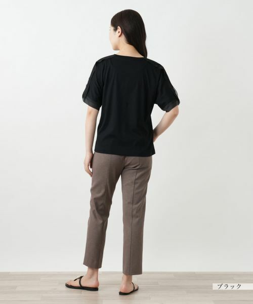 Mal.レレレさん購入プライオリティトルネラ前後異素材Tシャツ新品未使用 高身長 ONにもOFFにも使えるキレイ見えドルマンスリーブ
