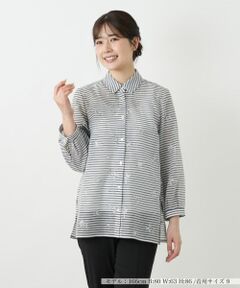 【新品】定価53,900円　レリアン　ボーダードット長袖ブラウス　ブルー　17＋ 新品】定価53, レリアン ボーダードット長袖ブラウス ブルー 17＋