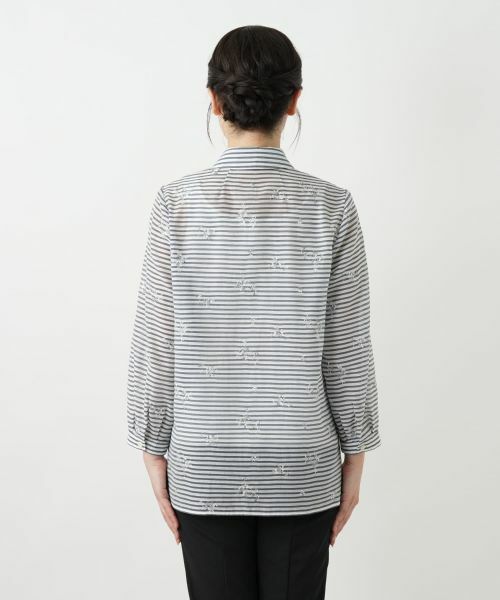 Leilian / レリアン シャツ・ブラウス | 刺繍ボーダーブラウス【Leilian WHITE LABEL】 | 詳細6