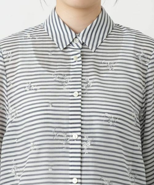 Leilian / レリアン シャツ・ブラウス | 刺繍ボーダーブラウス【Leilian WHITE LABEL】 | 詳細7