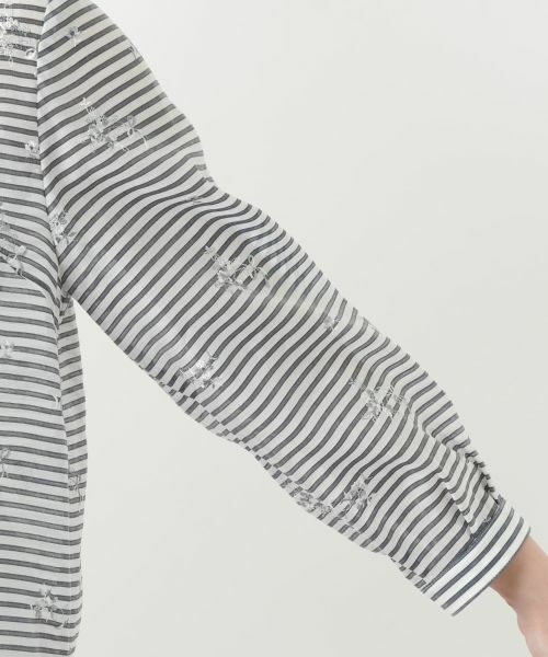 Leilian / レリアン シャツ・ブラウス | 刺繍ボーダーブラウス【Leilian WHITE LABEL】 | 詳細9