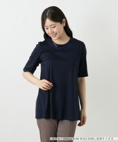 【新品】定価24,200円　レリアン　ボーダーカットソー　ネイビー　17＋ セール】 ボーダーカットソー （カットソー）｜Leilian