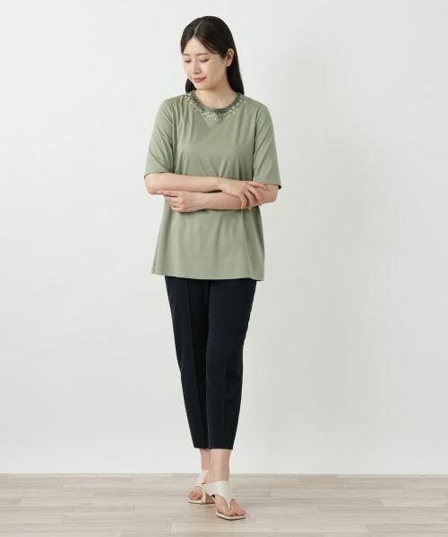 Leilian / レリアン カットソー | 刺繍クルーネックカットソー【Leilian WHITE LABEL】 | 詳細1