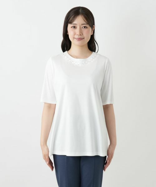 Leilian / レリアン カットソー | 刺繍クルーネックカットソー【Leilian WHITE LABEL】 | 詳細10