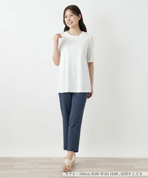 Leilian / レリアン カットソー | 刺繍クルーネックカットソー【Leilian WHITE LABEL】 | 詳細7