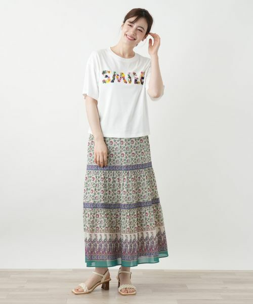 Leilian / レリアン Tシャツ | 刺繍プリントTシャツ【Leilian WHITE LABEL】 | 詳細1