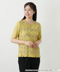 Leilian / レリアン カットソー | 刺繍クルーネックカットソー【Leilian WHITE LABEL】