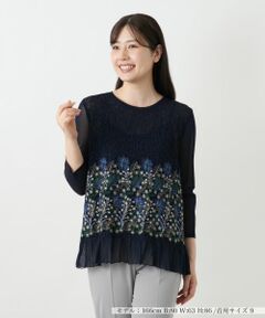 Leilian / レリアン カットソー | 刺繍シアーカットソー【Leilian WHITE LABEL】
