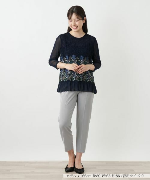 Leilian / レリアン カットソー | 刺繍シアーカットソー【Leilian WHITE LABEL】 | 詳細1