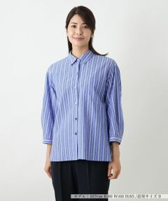 Leilian / レリアン シャツ・ブラウス | ストライプ七分袖ブラウス【Leilian WHITE LABEL】