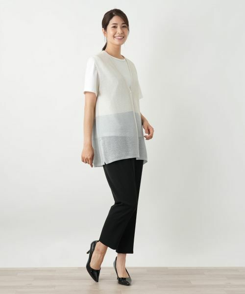 Leilian / レリアン テーラードジャケット | カラーブロックニットベスト【Leilian WHITE LABEL】 | 詳細1