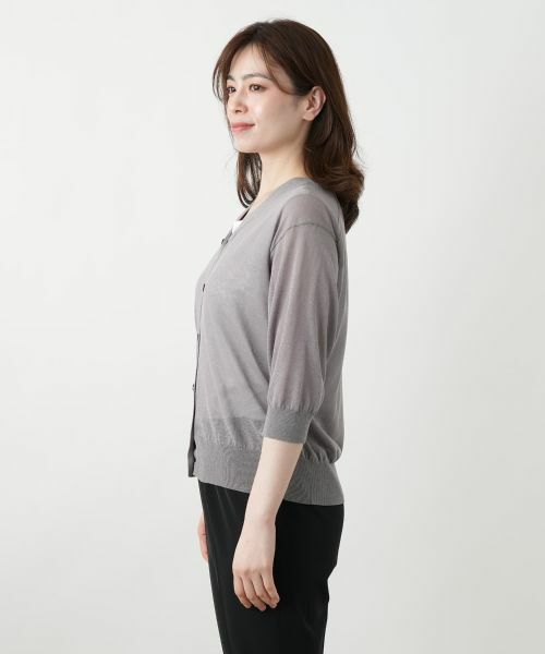 Leilian / レリアン 七分袖ニットカーディガン【Leilian WHITE LABEL】 七分袖ニットカーディガン【Leilian WHITE LABEL】|レリアン