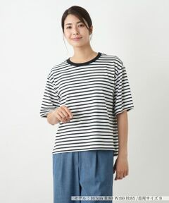 【新品】定価28,600円　レリアン　ボーダー半袖カットソー　ブルー系　9号 刺繍ボーダーカットソー【Leilian WHITE LABEL