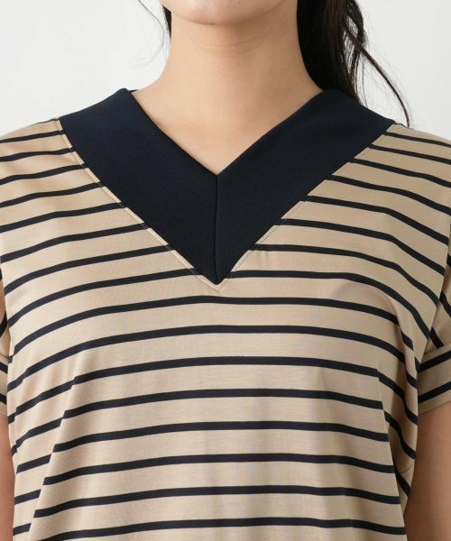 Leilian / レリアン カットソー | ボーダー切替Vネックカットソー【Leilian WHITE LABEL】 | 詳細10