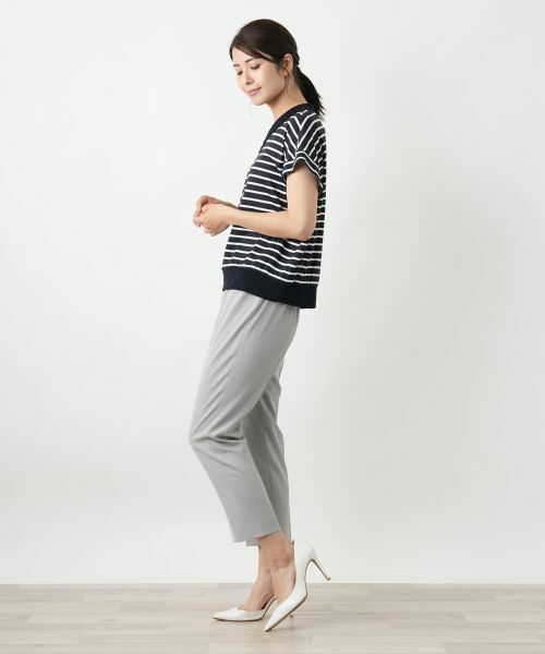 Leilian / レリアン カットソー | ボーダー切替Vネックカットソー【Leilian WHITE LABEL】 | 詳細2