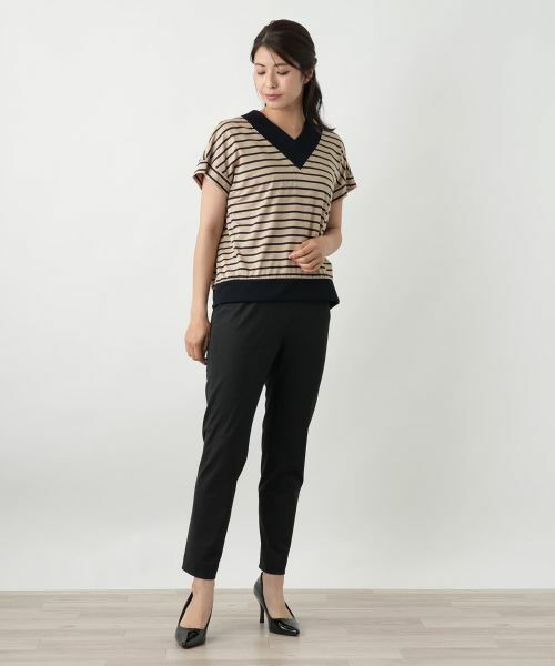 Leilian / レリアン カットソー | ボーダー切替Vネックカットソー【Leilian WHITE LABEL】 | 詳細4
