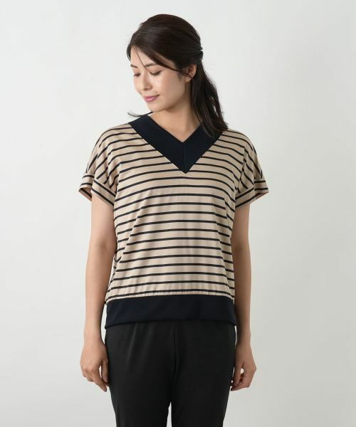 Leilian / レリアン カットソー | ボーダー切替Vネックカットソー【Leilian WHITE LABEL】 | 詳細7