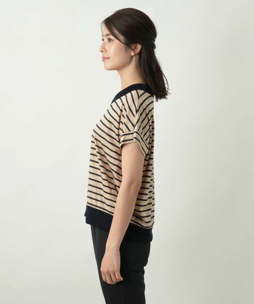 Leilian / レリアン カットソー | ボーダー切替Vネックカットソー【Leilian WHITE LABEL】 | 詳細8