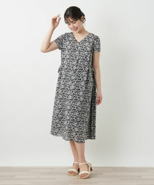 Leilian / レリアン ドレス | プリントVネックワンピース【Leilian WHITE LABEL】 | 詳細1