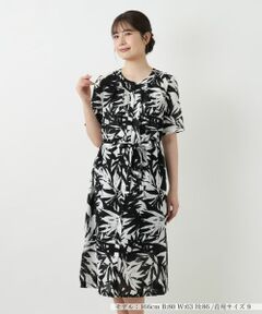 Leilian / レリアン ドレス | リーフ柄フレアワンピース【Leilian WHITE LABEL】