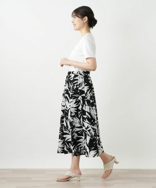 Leilian / レリアン ミニ・ひざ丈スカート | リーフ柄フレアスカート【Leilian WHITE LABEL】 | 詳細5