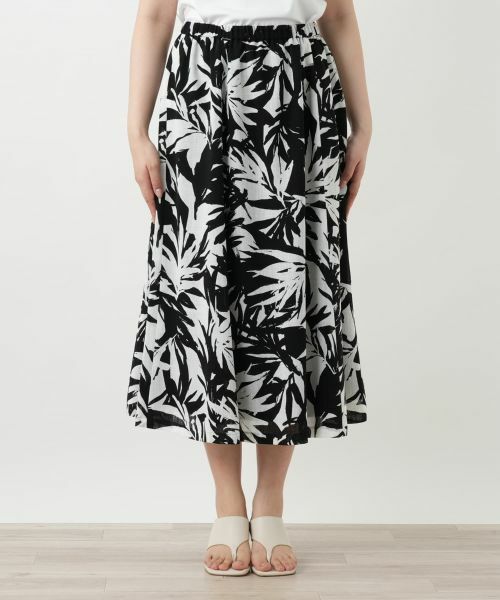 Leilian / レリアン ミニ・ひざ丈スカート | リーフ柄フレアスカート【Leilian WHITE LABEL】 | 詳細7