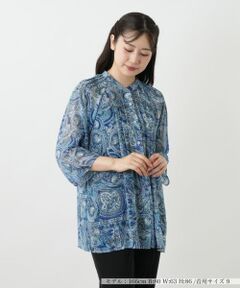 Leilian / レリアン シャツ・ブラウス | ペイズリー柄バンドカラーブラウス【Leilian WHITE LABEL】