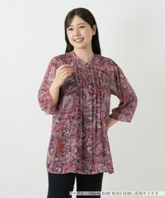 Leilian / レリアン シャツ・ブラウス | ペイズリー柄バンドカラーブラウス【Leilian WHITE LABEL】