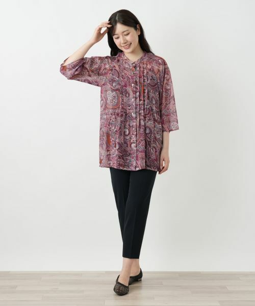 Leilian / レリアン シャツ・ブラウス | ペイズリー柄バンドカラーブラウス【Leilian WHITE LABEL】 | 詳細1