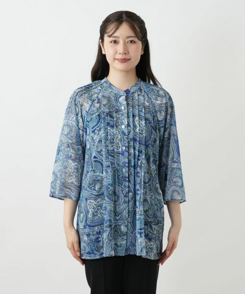 Leilian / レリアン シャツ・ブラウス | ペイズリー柄バンドカラーブラウス【Leilian WHITE LABEL】 | 詳細7