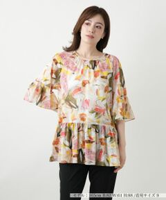 Leilian / レリアン シャツ・ブラウス | プリントペプラムブラウス【Leilian WHITE LABEL】