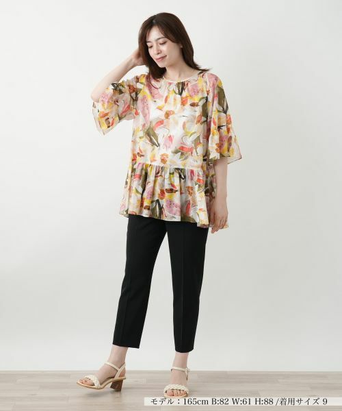 Leilian / レリアン シャツ・ブラウス | プリントペプラムブラウス【Leilian WHITE LABEL】 | 詳細1