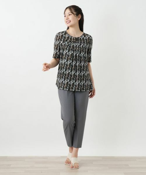 Leilian / レリアン カットソー | 幾何学柄タックカットソー【Leilian WHITE LABEL】 | 詳細1
