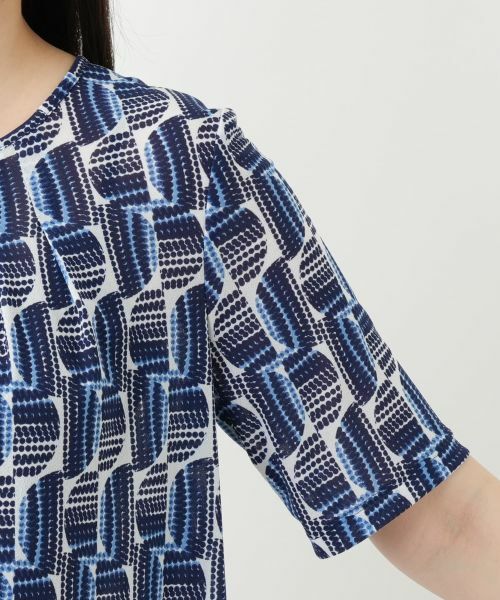 Leilian / レリアン カットソー | 幾何学柄タックカットソー【Leilian WHITE LABEL】 | 詳細13