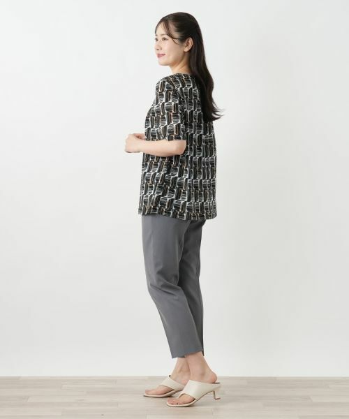 Leilian / レリアン カットソー | 幾何学柄タックカットソー【Leilian WHITE LABEL】 | 詳細2
