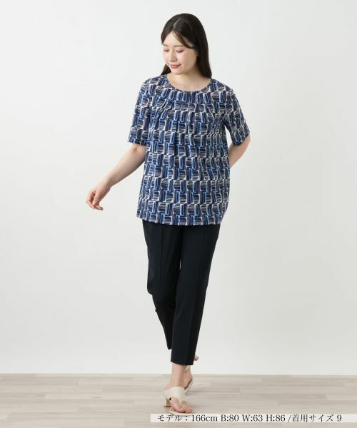 Leilian / レリアン カットソー | 幾何学柄タックカットソー【Leilian WHITE LABEL】 | 詳細4