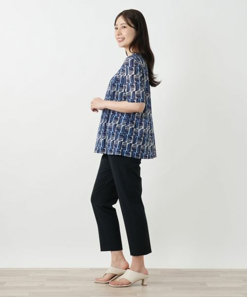 Leilian / レリアン カットソー | 幾何学柄タックカットソー【Leilian WHITE LABEL】 | 詳細5