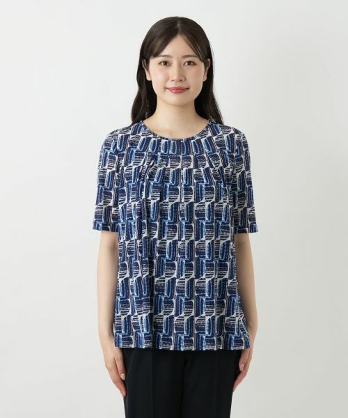 Leilian / レリアン カットソー | 幾何学柄タックカットソー【Leilian WHITE LABEL】 | 詳細7
