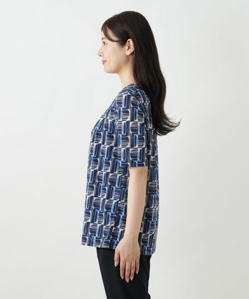 Leilian / レリアン カットソー | 幾何学柄タックカットソー【Leilian WHITE LABEL】 | 詳細8