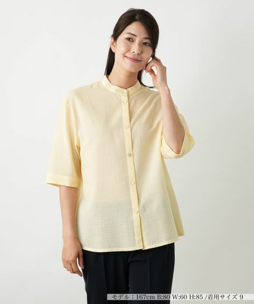 Leilian/レリアン バンドカラーブラウス【Leilian WHITE LABEL】 レモンイエロー 11(L)