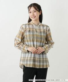 Leilian / レリアン シャツ・ブラウス | チェックバンドカラーブラウス【Leilian WHITE LABEL】