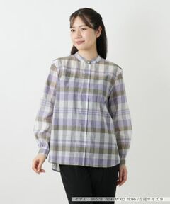 Leilian / レリアン シャツ・ブラウス | チェックバンドカラーブラウス【Leilian WHITE LABEL】