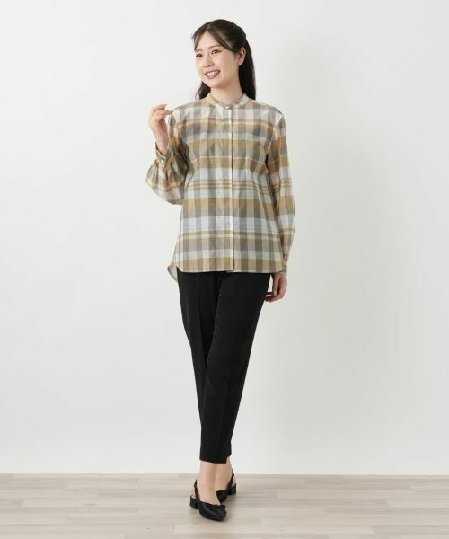 Leilian / レリアン シャツ・ブラウス | チェックバンドカラーブラウス【Leilian WHITE LABEL】 | 詳細1