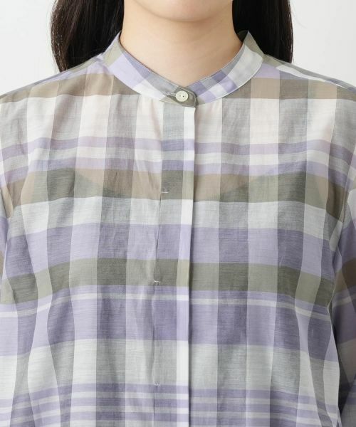Leilian / レリアン シャツ・ブラウス | チェックバンドカラーブラウス【Leilian WHITE LABEL】 | 詳細10