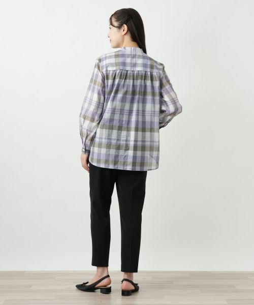 Leilian / レリアン シャツ・ブラウス | チェックバンドカラーブラウス【Leilian WHITE LABEL】 | 詳細6