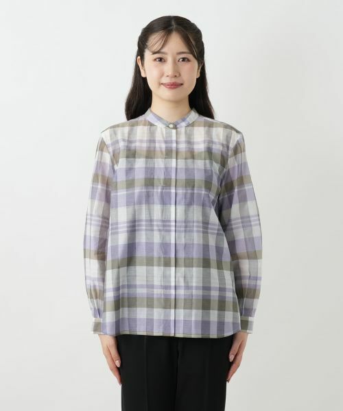 Leilian / レリアン シャツ・ブラウス | チェックバンドカラーブラウス【Leilian WHITE LABEL】 | 詳細7
