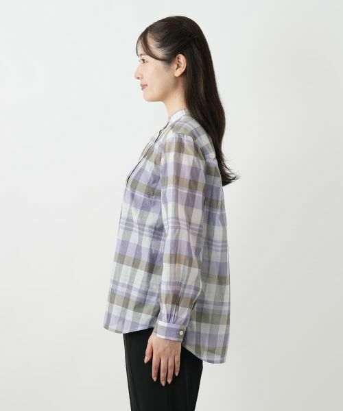 Leilian / レリアン チェックバンドカラーブラウス【Leilian WHITE LABEL】 チェックブラウス【Leilian WHITE LABEL】|レリアン | レリアン