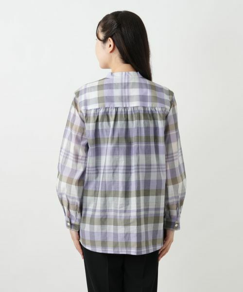 Leilian / レリアン シャツ・ブラウス | チェックバンドカラーブラウス【Leilian WHITE LABEL】 | 詳細9
